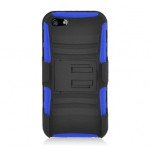 Wholesale iPhone 5 Silicon+PC Dual Hybrid Case with Stand and Holster Clip (Black-Blue)